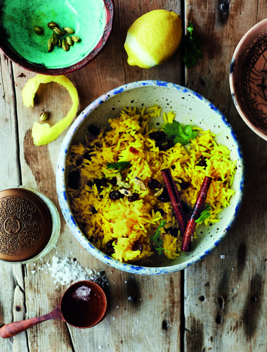 Sweet Yellow Rice with Raisins and Lemon Zest
